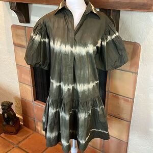 WKND WYFR Frock It Dress in Olive Green/Cream, XS!